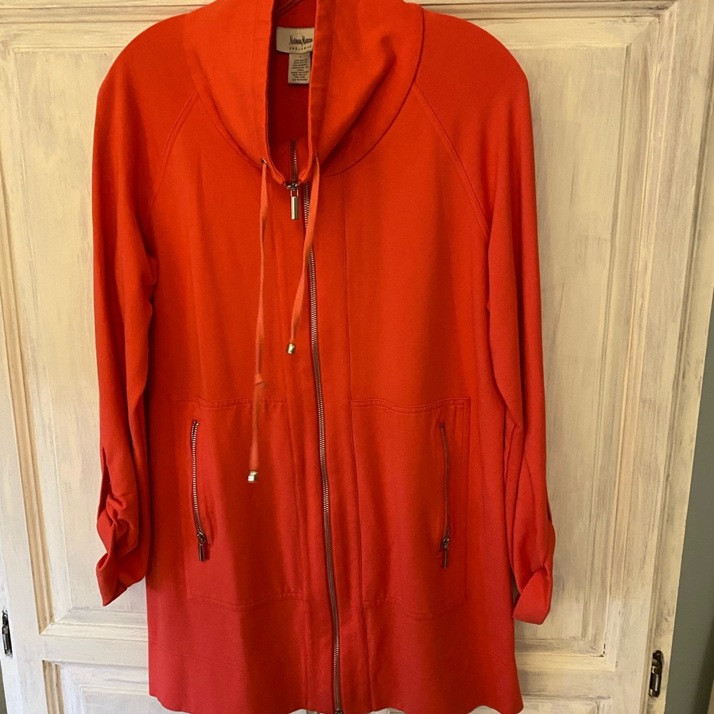 Neiman Marcus Red Zip-Up Hoodie View 2